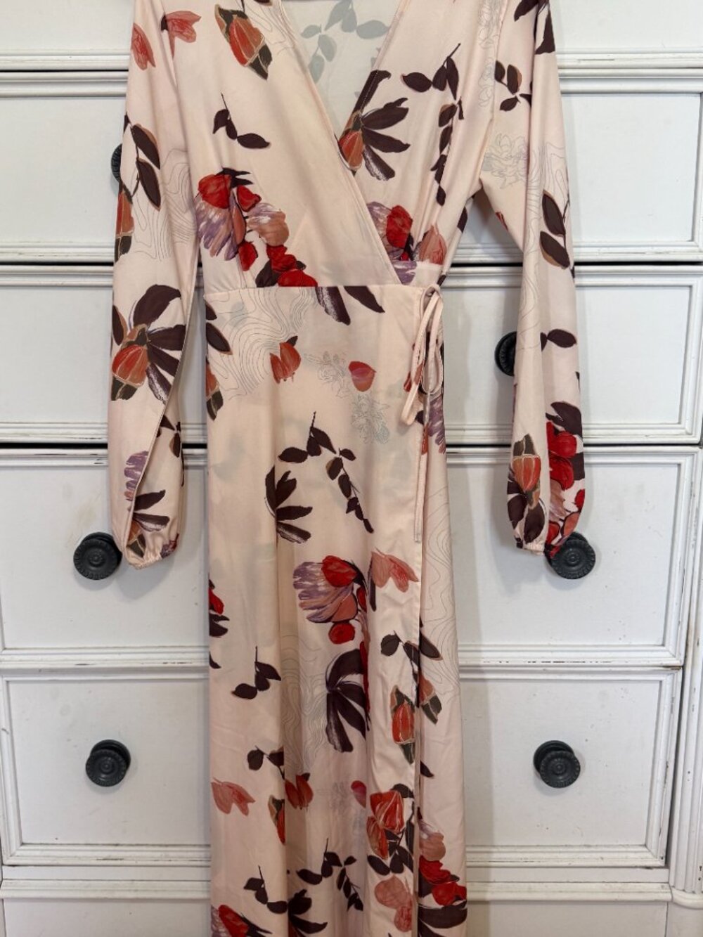 Floral print faux wrap long sleeve dress size Medium